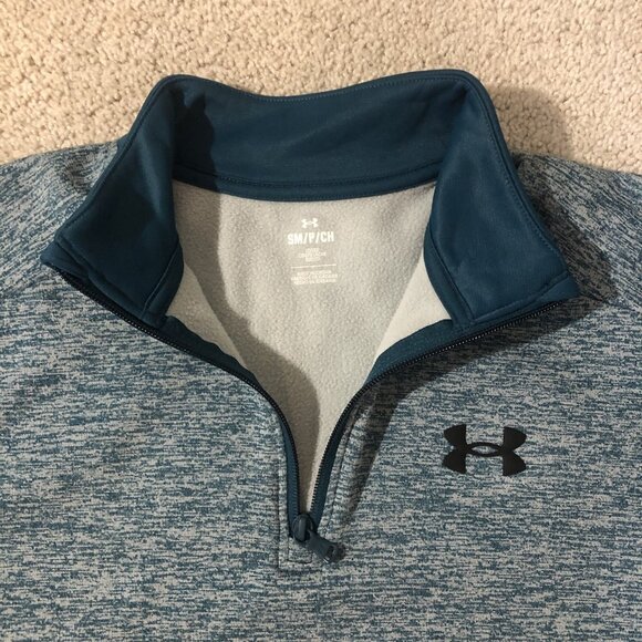 Under Armour Coldgear 1/4 Zip Fleece Pullover Sweatshirt Men's Small Teal - Picture 4 of 6